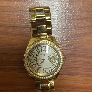 Betsey Johnson Gold Tone Heart Watch
